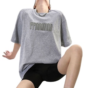 T-shirt personnalisé broderie Femme T-shirts pour femmes T-shirt de broderie surdimensionné poids lourd 260gsm - Product Image 1