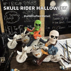 Hand Painted Resin <b>Skull</b> Motorcycle Figurine Halloween Day of the Dead <b>Ornament</b> Novelty Decoration - Product Image 2