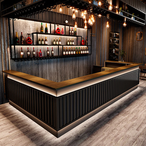 Comptoir de café en bois <span class=keywords><strong>pour</strong></span> bar à café/thé au lait, <span class=keywords><strong>vitrine</strong></span> avec éclairage <span class=keywords><strong>LED</strong></span>, design de boutique - Product Image 1
