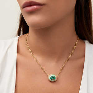 Nueva llegada Bling joyería de moda para mujer Micro Pave 5A Cubic Zirconia Rosy Red Light Blue Oval CZ Charm colgante collar - Product Image 2