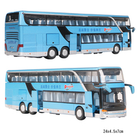 Vente flash, bus à deux étages de tourisme en alliage de haute qualité 1:32, modèle de bus à tirer en arrière, jouet en métal moulé sous pression
