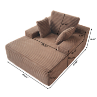 VOXHOME Envío Directo desde EE. UU. Sofá Cama Individual Nórdico de Terciopelo Corduroy sin Estructura, Comprimido al Vacío, para Sala de Estar de Apartamento y Lectura