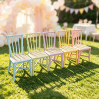 Chaise de fête en rotin pastel Macaron, empilable, avec assise en rotin, pour fête d'anniversaire en extérieur, café ludique, location événementielle