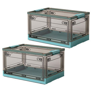 Caja de almacenamiento plegable abierta de cinco puertas de fábrica, ruedas grandes de plástico transparente, ropa, libros, aperitivos, comida, viajes, contenedores de almacenamiento plegables - Product Image 1