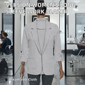 Chaqueta Blazer de Traje Formal Profesional para Mujer, de Doble Botonadura, Tejido Sólido, Transpirable, de Manga Larga, para Entrevistas, Ventas y Trabajo - Product Image 2