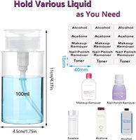 Distributeur de pompe à pression en plastique 3,4 oz/100 ml Bouteilles transparentes vides (lot de 4) pour l'alcool, l'acétone, le dissolvant à ongles et le toner