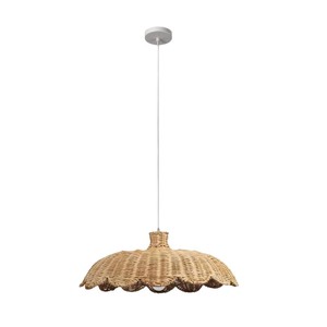 Lampe suspendue en rotin ronde, ampoule LED E27, pour salon et salle à manger, décoration d'hôtel et de maison d'hôtes - Product Image 5