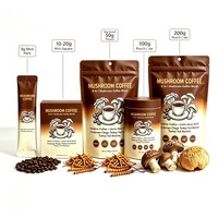 Café instantané soluble aux champignons, mélange d'extraits de Lion's Mane, Reishi, Chaga et Maitake