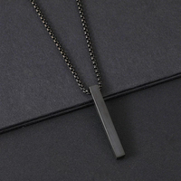 Collar con Colgante de Barra Vertical Simple con Logotipo Personalizado, Regalos para Parejas, Cuatro Barras Laterales