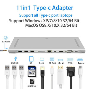 Wiwu Wholesale 11 in 1 Multi Port Type C <strong>Adaptor</strong> Dock Multiple Port 4K 1080P Vga Mini Lan Rj45 <strong>Ethernet</strong> <strong>Usb</strong> 3.0 Type C Hub - Product Image 2