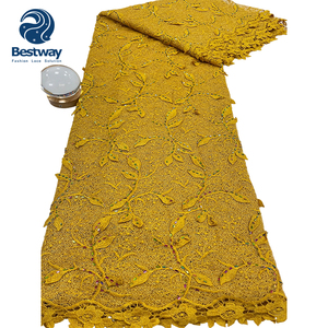 Encaje de Cordón <span class=keywords><strong>Guipur</strong></span> Bestway, Tela de Encaje Africano <span class=keywords><strong>Bordado</strong></span> <span class=keywords><strong>con</strong></span> <span class=keywords><strong>Piedras</strong></span>, Tela de Encaje Nigeriana de Alta Calidad para Bodas y Fiestas - Product Image 6