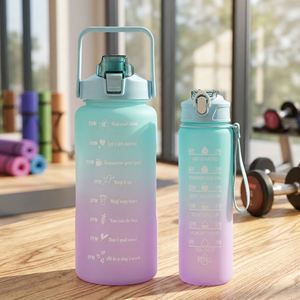 Bouteille d'eau de sport en plastique anti-fuite avec rappel des heures pour le sport, les activités de plein air, le fitness et le bureau - Product Image 1