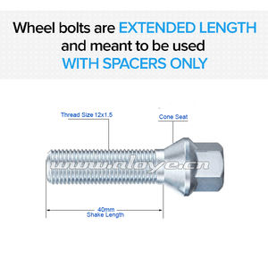 <span class=keywords><strong>Goujons</strong></span>/écrous les mieux notés siège conique 12x1.25 12x1.5 14x1.25 14x1.5 boulons d'entretoise de roue allongée longueur 40/45/50/55/60mm - Product Image 6