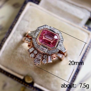 Anello vintage rosso scintillante per donna, elegante gioiello da dito alla moda - Product Image 5