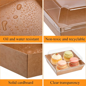 Cajas para Hornear Gruesas Resistentes al Aceite de Grado Alimenticio, Contenedores para Sándwiches y Pasteles con Tapas Transparentes, Cajas de Embalaje para Pastelería con Logotipo Personalizado Imprimible - Product Image 3