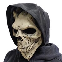 Masque de crâne de démon au design nouveau avec capuche, masque intégral en latex pour cosplay d'horreur, masque effrayant pour Halloween
