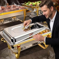 Roestvrijstalen zilverkleurige, ongecoate, hangende, opvouwbare alcoholbrander voor buffetten, voedselverwarming en catering in restaurants