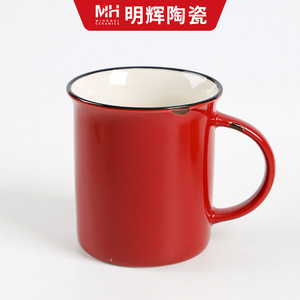 Mug en céramique rond de couleur unie avec poignée, tasse individuelle, vaisselle promotionnelle - Product Image 4