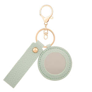 Litchi Grain Pu Leather Make-up Mini Round <b>Compact</b> <b>Mirror</b> with Keychain Swivel Design for Travel Pocket Use - Product Image 1