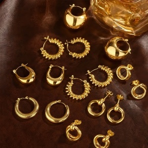 Pendientes de Forma Irregular, Chapados en Oro PVD, No se Destiñen, Joyería Geométrica Personalizada, Acero Inoxidable, Metal de Moda para Uso Diario - Product Image 2