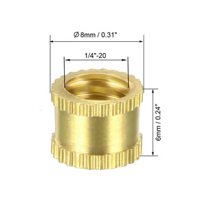Uxcell 1/4 "-20 <span class=keywords><strong>6mm</strong></span>(L) x 8mm(OD) nữ chủ đề đồng thau có khía Threaded chèn embedment Nuts, 10 pcs - Product Image 2