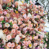 Mur de fleurs artificielles pour mariage, 8 pieds x 8 pieds, toile enroulable avec roses pour décoration de remise de diplôme
