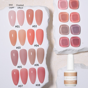 Esmalte <span class=keywords><strong>de</strong></span> <span class=keywords><strong>uñas</strong></span> en gel <span class=keywords><strong>de</strong></span> gelatina con logotipo personalizado en 8 colores-15ml Sheer Nude Translucent <span class=keywords><strong>Kiss</strong></span> Pink Gel Nail Glue Gel Polish Cover Pink - Product Image 4