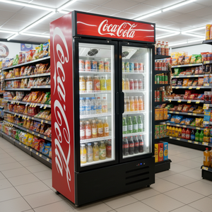 Refrigerador Comercial de Exhibición Abierta de Una Sola Temperatura con Enfriamiento por Aire para Frutas y Leche, con 2 Puertas para Bebidas Frías de Supermercado - Product Image 1
