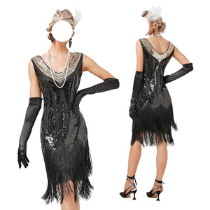 <span class=keywords><strong>Robe</strong></span> de danse <span class=keywords><strong>Charleston</strong></span> <span class=keywords><strong>pour</strong></span> femmes, style années 1920, avec paillettes, col en V, franges perlées, <span class=keywords><strong>pour</strong></span> spectacle sur scène, bal, mariage, cocktail - Product Image 2