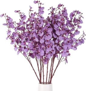 GM Bouquet de fleurs artificielles en orchidées, orchidées réalistes en soie, fausses orchidées orange pour la décoration intérieure et extérieure - Product Image 2