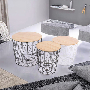 Moderner Nachttisch Beistelltisch mit Eisengestell und Holzplatte Große Aufbewahrungskapazität Langlebiger Couchtisch für Wohnzimmer und Schlafzimmer - Product Image 3