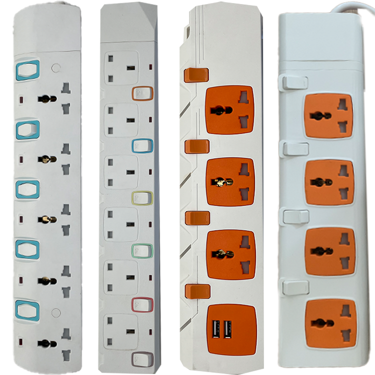 Vnx Double Usb 3-Pin Mutil 15A/16A Universal Socket and Three Gang Orange Color Travel Power Extension Socket