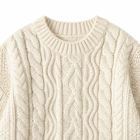 Ensemble deux pièces pull et pantalon en maille torsadée épaisse personnalisé, style Aran, ourlet côtelé, coupe décontractée, hiver, vente en gros OEM