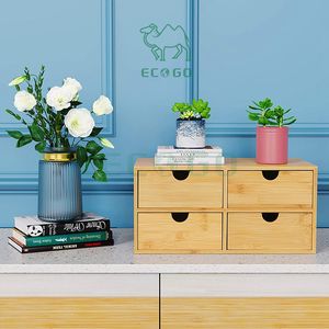 Bamboo Desk Organizer Mini Bamboo Desk <b>Drawer</b> Tabletop <b>Storage</b> Organization <b>Box</b> for Office Home Toiletries Supplies - Product Image 4