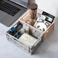 Paniers de rangement en plastique pliables rectangulaires multi-usages, écologiques, durables, ventilés, avec poignées ergonomiques, empilables pour la maison