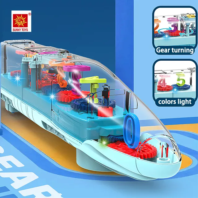 Новое поступление 2022, электрическое универсальное зубчатое колесо, поворотное музыкальное освещение, прозрачное зубчатое колесо, игрушечный поезд для детей