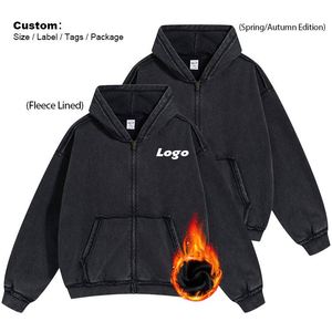 Men's <b>Hoodie</b> Wholesale Blank Zipper <b>Hoodie</b> Neutral Pullover High Quality Men's Oversized Pickled Zipper <b>Hoodie</b> - Product Image 1
