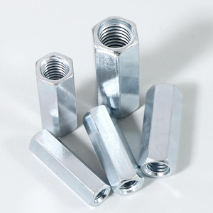 Écrous de raccordement hexagonaux en acier au carbone, zingués bleu-blanc, connecteurs de tiges filetées femelles, grade 4.8, entièrement filetés, droite, M3-M8 - Product Image 1