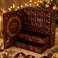 Boîte de calendrier de l'avent de Noël personnalisée, emballage de luxe pour 24 jours de compte à rebours, pour cadeaux, chocolat, soins de la peau