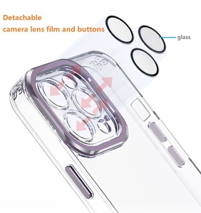 Coque de protection intégrale <span class=keywords><strong>hybride</strong></span> transparente en TPU et PC avec cadre métallique pour <span class=keywords><strong>appareil</strong></span> <span class=keywords><strong>photo</strong></span> pour iPhone 12 13 14 15 16 17 Pro Max - Product Image 2