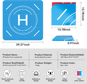 Tapis d'atterrissage pour hélicoptère Amazear professionnel, imperméable, en PU, pour DJI Mini 5 Pro Air 3S Avata, 100 cm, double face - Product Image 6