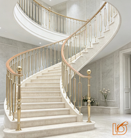 Balustre d'escalier ovale en verre et aluminium doré, décoratif, moderne et luxueux, facile à installer, pour garde-corps de balcon intérieur