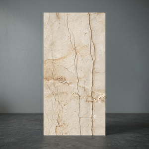 Carreaux de sol et de mur en porcelaine émaillée effet travertin, aspect béton, 600x1200mm, gravure dorée - Product Image 3