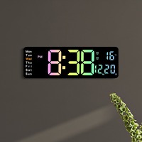 Reloj de Pared Digital Huayang Color Macaron 5529, Día de la Semana, Fin de Semana, Alarma Doble, Temporizador, Función de Memoria, para Decoración de Sala de Estar