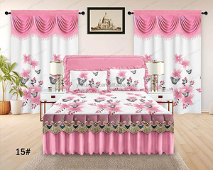 USA Canada Hot Sell Floral 5pcs Quilted Bedskirt <strong>Sheet</strong> with Matching <strong>Valance</strong> Curtains - Product Image 5