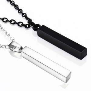 Colliers pendentifs en acier inoxydable personnalisés en gros avec nom, <span class=keywords><strong>collier</strong></span> à colonne de souhaits, plaqué or, argent, rhodium, lien en <span class=keywords><strong>jade</strong></span>, bijoux de couple - Product Image 6
