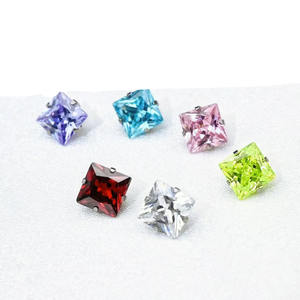 क्ओवर चार प्रांग स्टेनलेस स्टील बालियां इंल्ड स्क्वायर मल्टी कलर जिरकॉन इयररिंग्स वर्ग चीनी स्पार्कलिंग हीरा उपास्थि - Product Image 4