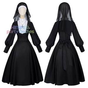 Costume de nonne d'Halloween pour femmes, robe d'assistentes religieuses effrayante, robe de prêtre pour adultes, costume de cosplay de la Vierge Marie pour Pâques - Product Image 1