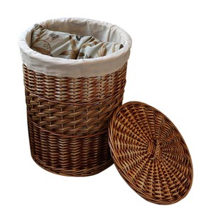 Cesto Redondo de Mimbre <span class=keywords><strong>para</strong></span> <span class=keywords><strong>Ropa</strong></span>, Cesto de Lavandería Tejido de Jacinto de Agua con Tapa - Product Image 5