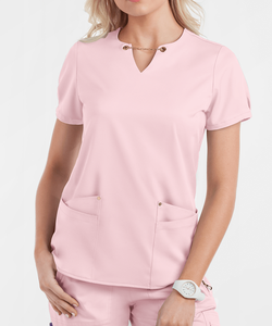 Haut d'uniforme médical extensible uni en spandex pour femme, idéal pour pharmacien(ne)s cliniques, pédiatres et chirurgiens(ses) - Product Image 6